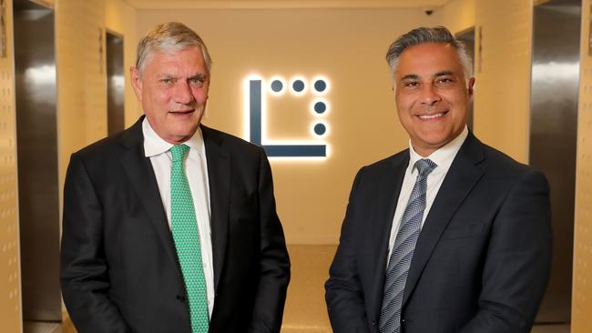 Latitude Financial chairman Mike Tilley and new chief executive Ahmed Fahour. Picture: Stuart McEvoy.