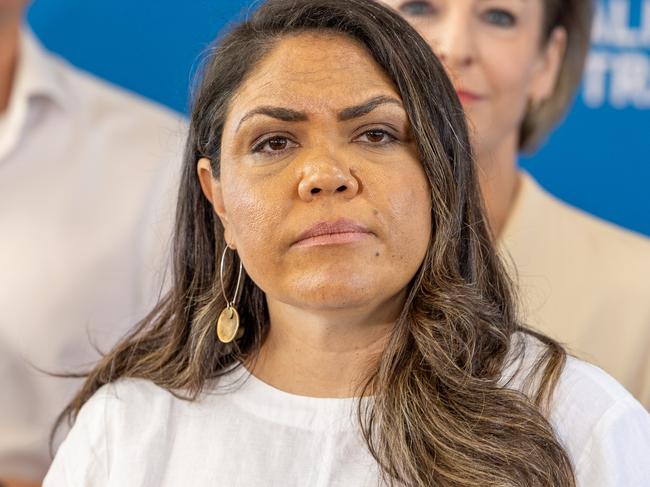 Jacinta Price, at a rally in Fremantle Perth on the 2025 federal election campaign, has defected from the Nationals to the Liberals. Picture Thomas Lisson / NewsWire