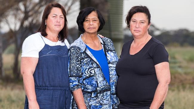 Emily Pickett, with her daughters Marie-Jane Pickett and Kathleen Miller are fighting to rebuild her house. Picture: Sarah Matray