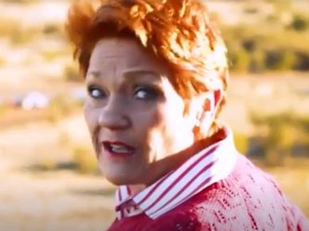 Pauline Hanson gets stuck on Uluru. Picture: Supplied