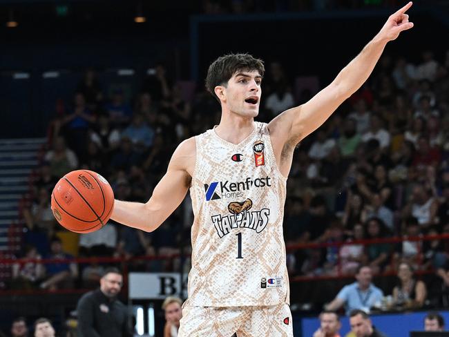 BRISBANE, AUSTRALIA - JANUARY 17: Taran Armstrong of the Taipans during the round 17 NBL match between Brisbane Bullets and Cairns Taipans at Brisbane Entertainment Centre, on January 17, 2025, in Brisbane, Australia. (Photo by Bradley Kanaris/Getty Images)