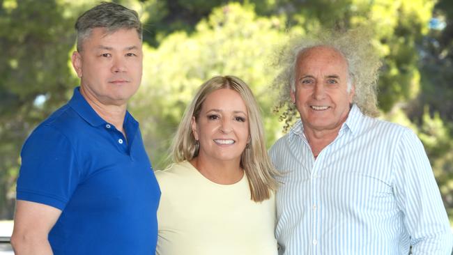 Wendy Smith, mother of footballer Antonio Lo Iacono who died after a head hit during a footy game, with neuroscientist Professor Alan Pearce (left) and former Hawthorn AFL great John Platten. Picture: Dean Martin