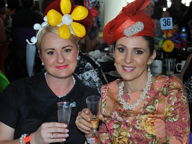 Ladies Day at Cluden Park. Kylie Bartlett and Liz Simonsen. Picture: Shae Beplate