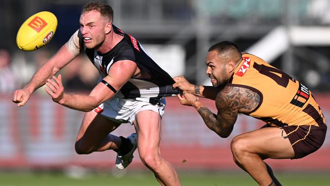 Tom Mitchell joined Collingwood late in the trade period. Picture: Getty Images