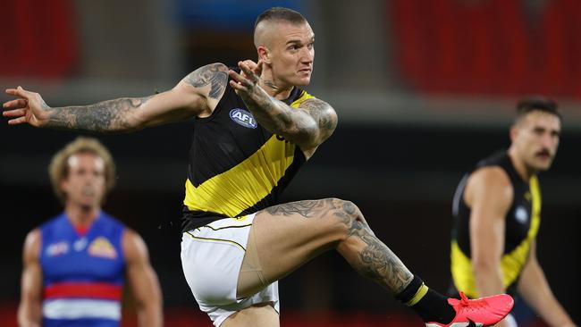 Dustin Martin returned to his 2017 form against the Bulldogs. Picture: Michael Klein