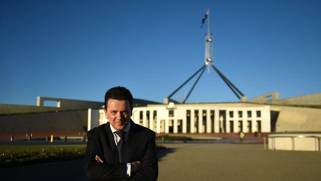 Nick Xenophon outside Parliament House in Canberra, in 2016.