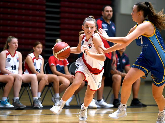 Hillcrest Christian College player Kate DeebleGirls final. St Margarets Mary's College vs Hillcrest Christian College. Finals for Qld Schools Basketball Championships. Sunday September 22, 2019. (AAP image, John Gass)