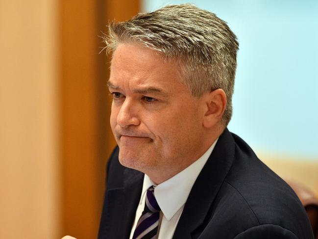 Minister for Finance Mathias Cormann appears at a Senate estimates hearing at Parliament House in Canberra, Monday, October 22, 2018. (AAP Image/Mick Tsikas) NO ARCHIVING