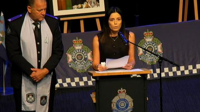 Jay's younger sister Hayley spoke at the memorial service. Picture: QPS