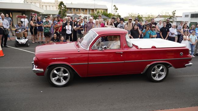 Arriving in style at the 2023 Kingaroy State High School formal.