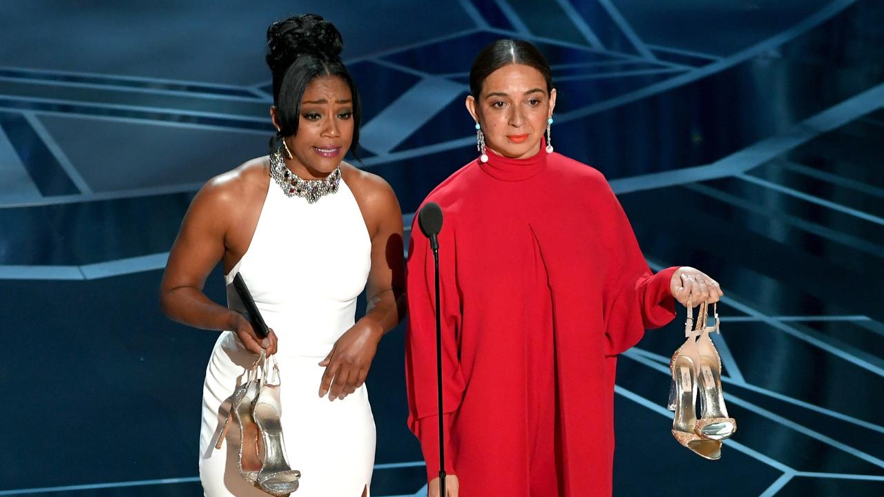 Tiffany Haddish, left, and Maya Rudolph injected a bit of energy into the presentation. Picture: AFP