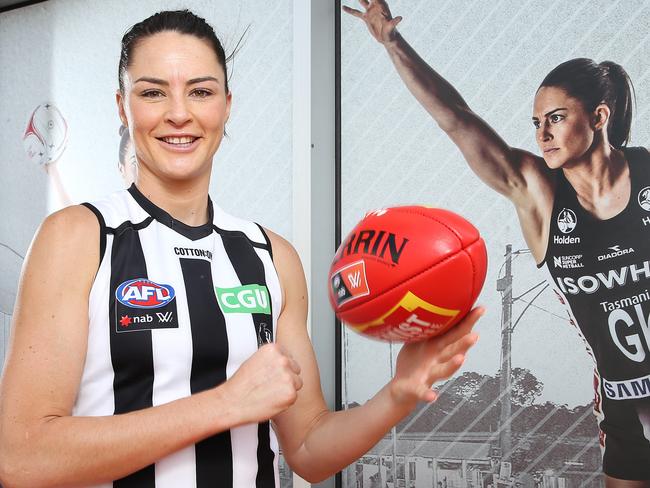 Australian netballer come Collingwood AFLW footballer Sharni Layton outside Holden Centre.    . Pic: Michael Klein