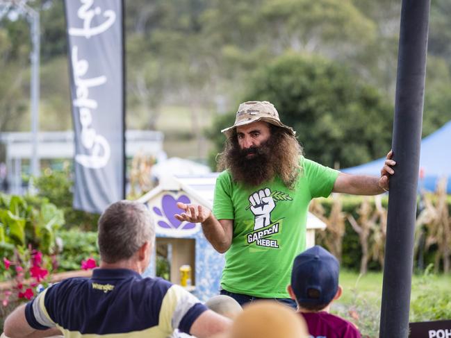 Costa Georgiadis gives a talk at the Pohlmans Vegie Patch at the Toowoomba Royal Show, Friday, March 31, 2023. Picture: Kevin Farmer