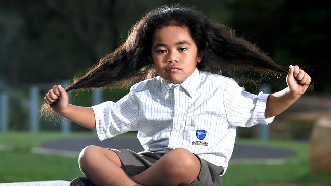 Cyrus Taniela won’t get his hair cut until he is seven, as part of family tradition. Picture: John Gass