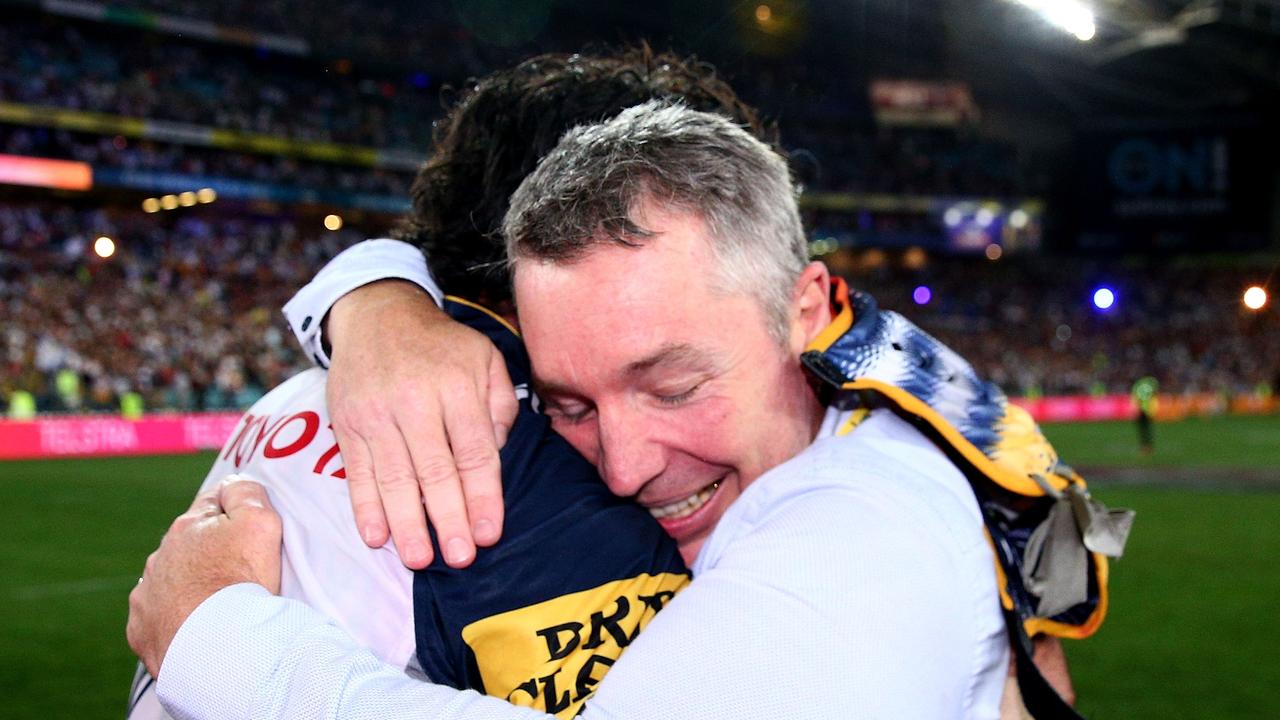 Green with Johnathan Thurston after the 2015 Grand Final win. Photo by Cameron Spencer/Getty Images