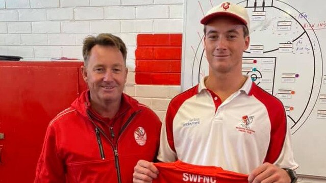 South Warrnambool's Ollie Bridgewater (right) is one of the best ruckman in the competition. Picture: South Warrnambool Football Club.