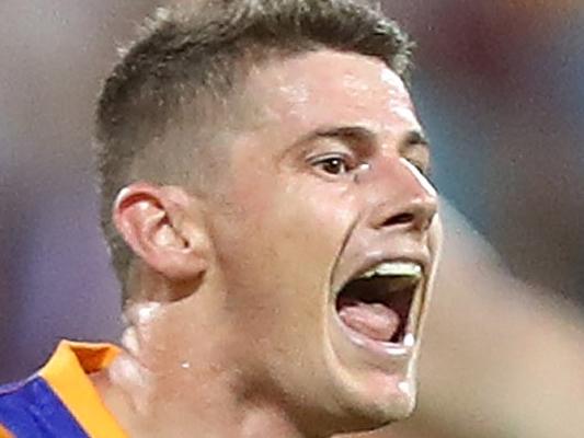 BRISBANE, AUSTRALIA - APRIL 01:  Dayne Zorko of the Lions celebrates a goal during the round two AFL match between the Brisbane Lions and the Essendon Bombers at The Gabba on April 1, 2017 in Brisbane, Australia.  (Photo by Chris Hyde/Getty Images)