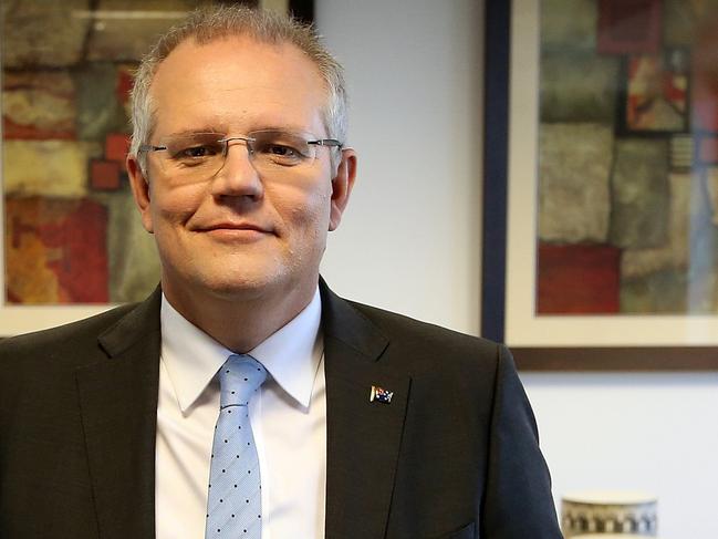 ***** EMBARGOED TILL 11pm on FRIDAY 5th May 2017 ******Treasurer Scott Morrison in his office at Treasury in Canberra. Picture Kym Smith