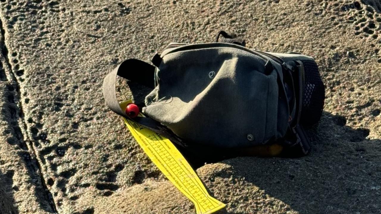 Police are hoping to find the owner of a fishing bag that was left on rocks near Newcastle. Picture: Facebook