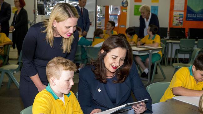 Premier Annastacia Palaszczuk and Education Minister Kate Jones visiting Musgrave Hill State School, in Southport. Picture: Jerad Williams