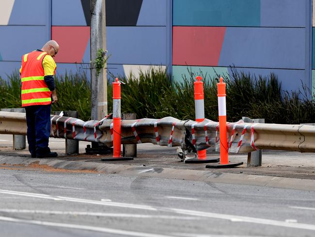 The scene where two cars collided on Christmas Eve killing three people, on Palmers Road, Point Cook in Melbourne. Picture: Joe Castro/AAP