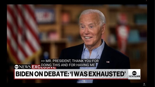 Raised eyebrows ... a moment during Joe Biden's interview on ABC that revealed more about his nerves. Picture: Supplied