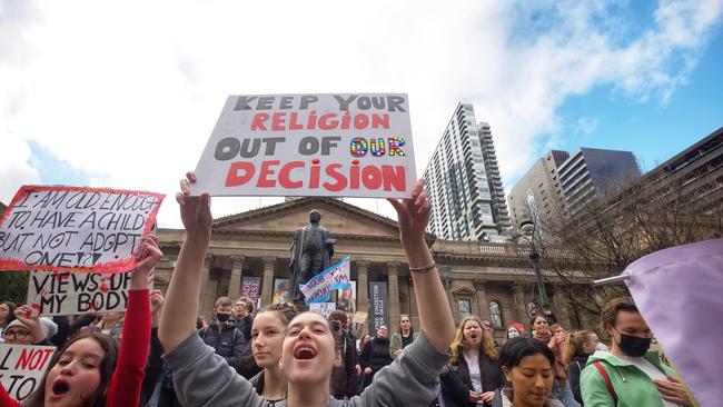 Melburnians recently protesteed against American’s overturning of the Roe vs. Wade decision. Picture: Luis Enrique Ascu