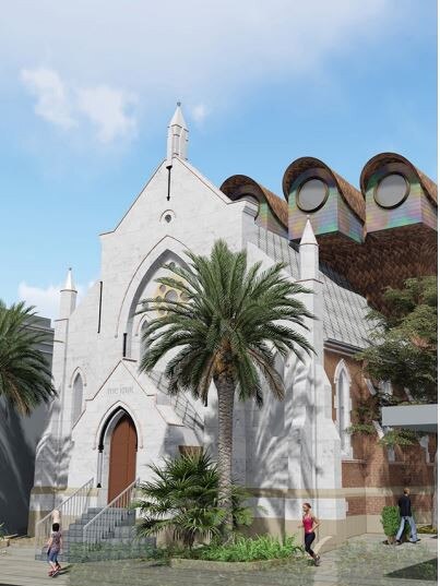 Artist's impression: Restored facade of Cleveland St church building.