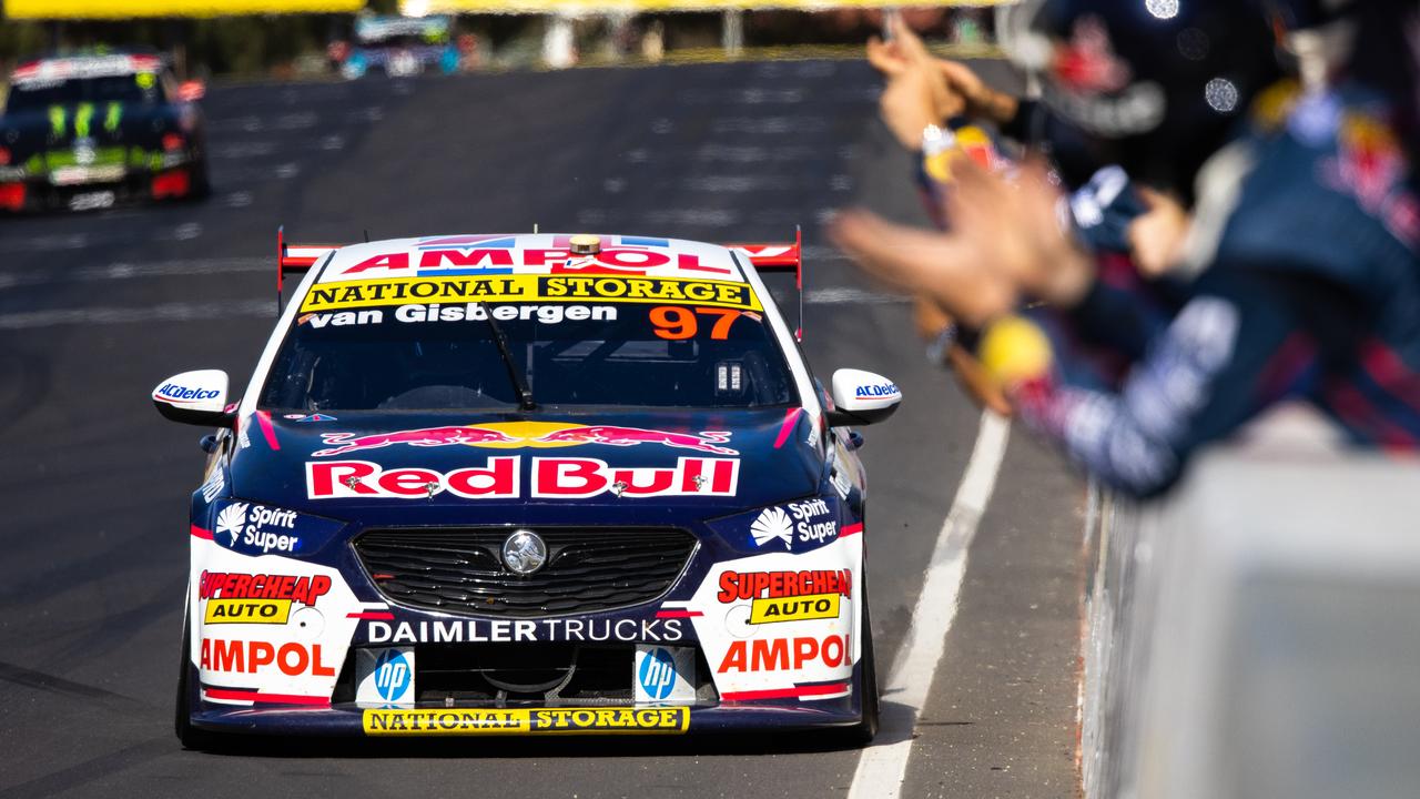 Shane van Gisbergen celebrates the win. Picture: Daniel Kalisz/Getty