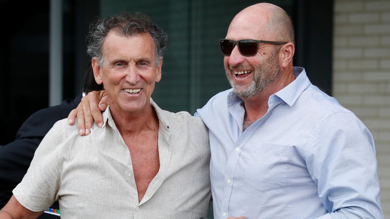 Magpies chief executive Craig Kelly (right) with club legend Peter Daicos earlier this year. Picture: Michael Willson / Getty Images