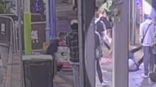 Shocking CCTV footage has revealed a horrific Hindley St attack by four thugs where a man was “left for dead” and needed his face reconstructed. Pictures: Courts SA.