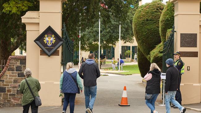 Government House gates display the hatchment which signified the death of Queen Elizabeth II. Picture: Matt Loxton
