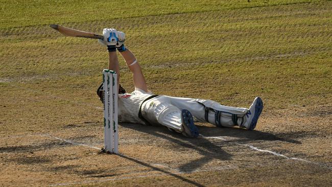 Steve Smith, unorthodox as ever, doing Steve Smith things. Picture: AFP