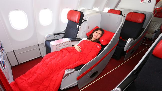 AirAsia's business class cabin, where passengers can stretch out on international flights. Picture: Supplied