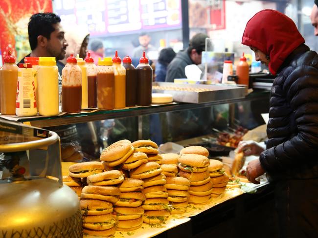 It might look like a normal burger but this is actually camel burger. Picture: Damian Shaw