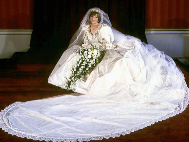 Diana, Princess of Wales, in her wedding dress. Picture: AP Photo/PA