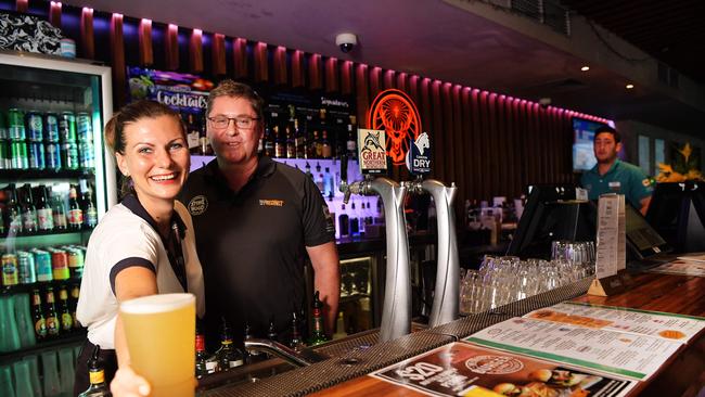 Slovakian migrant worker Jana Sykoroba with Darren Lynch, owner of The Precinct. Picture: Keri Megelus