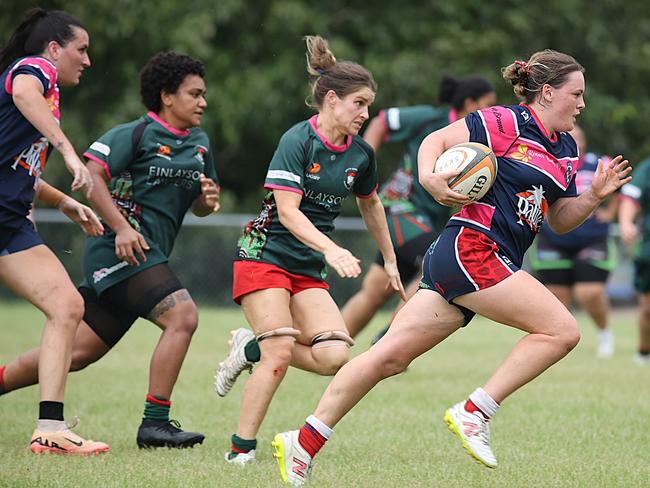 Roxy Mahoney-Gilchrist making a carry for the Palmerston Crocs in Round 13 of the 2024-25 season. Picture: From The Sideline Sports Photography