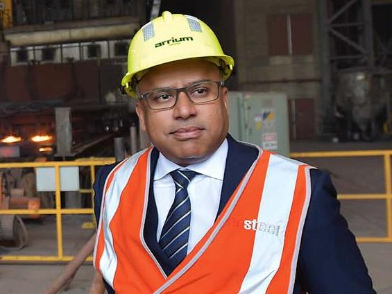 EMBARGO FOR TWAM 12 OCT 2019  NO REUSE WITHOUT PERMISSIONHead of GFG Sanjeev Gupta visits the Arrium Steel plant in Whyalla, South Australia. Monday, July, 17, 2017. British industrialist Sanjeev Gupta plans to invest $1 billion or more in Arrium's Whyalla Steelworks to ensure its future viability. (AAP Image/David Mariuz) NO ARCHIVING