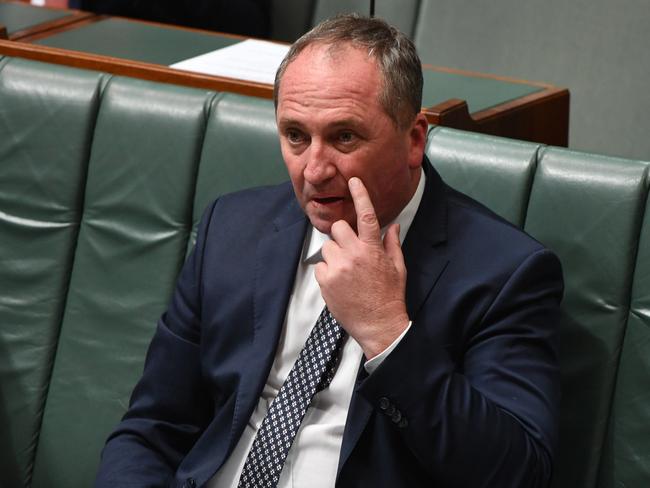 Deputy Prime Minister Barnaby Joyce during Question Time in the House of Representatives at Parliament House in Canberra, Thursday, February 8, 2018. (AAP Image/Mick Tsikas) NO ARCHIVING
