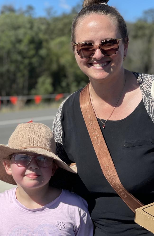 Millie Window and Candice Jones celebrate the impending opening of the Gympie Bypass at a community event on Saturday August 17, 2024.