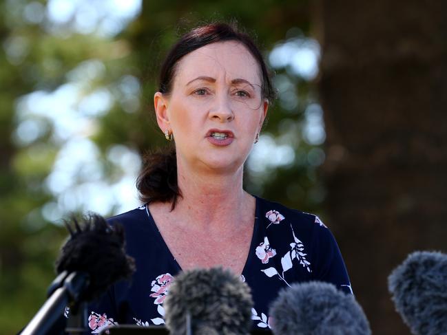 Queensland Health Minister Yvette D'Ath speaking with media at Redcliffe, Redcliffe Wednesday 23rd March 2022 Picture David Clark