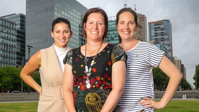 SA Rural Women's Awards finalists Marie Ellul, Kellie Taylor and Stephanie Schmidt. Pic: Russell Millard/AAP