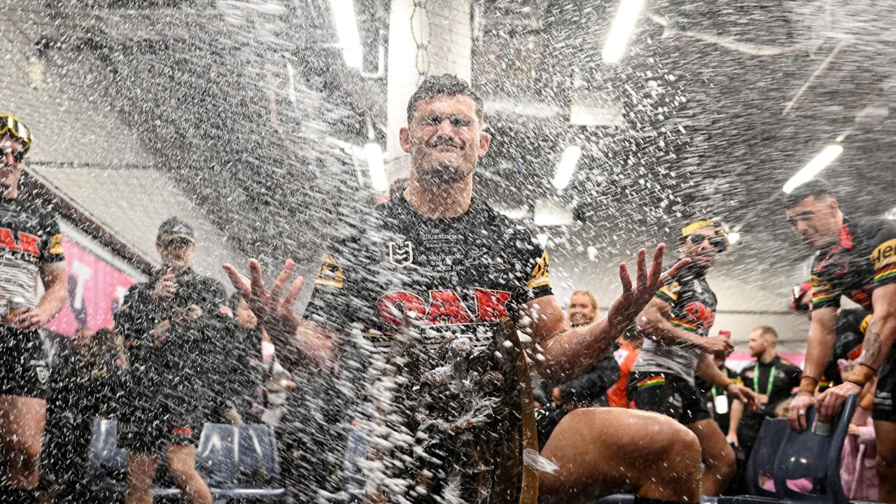 Nathan Cleary celebrates NRL grand final victory. Picture: NRL Photos