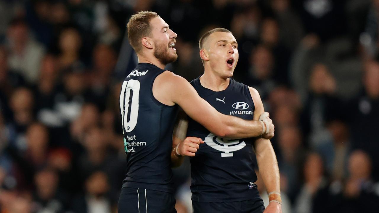 Harry McKay and Patrick Cripps. Picture: Getty Images