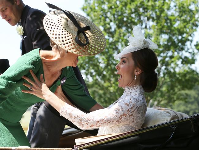 Sophie takes a tumble as Kate braces for impact. Picture: Jason Dawson/Nunn Syndication