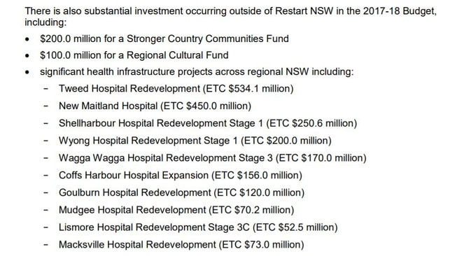 2017-18 Budget Paper No. 2, including the reference to Wagga Wagga base hospital.