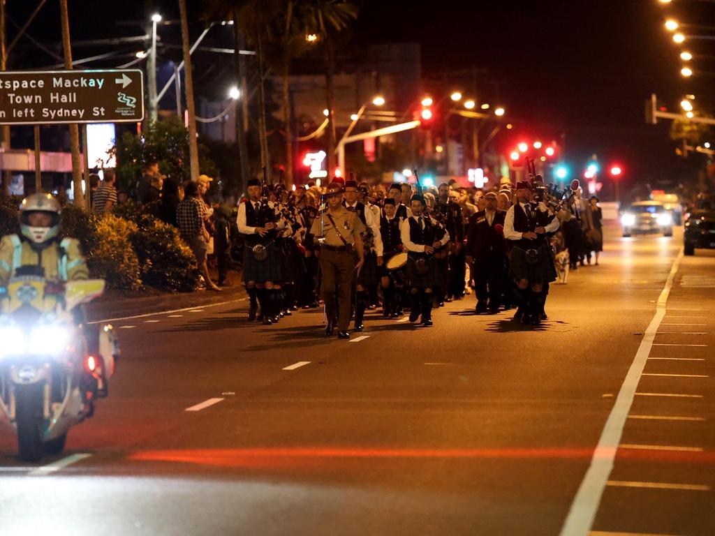 Hundreds of people joined veterans old and young at the Mackay Dawn Service march, Mackay Anzac Day 2025. Pictures: Mackay Regional Council.