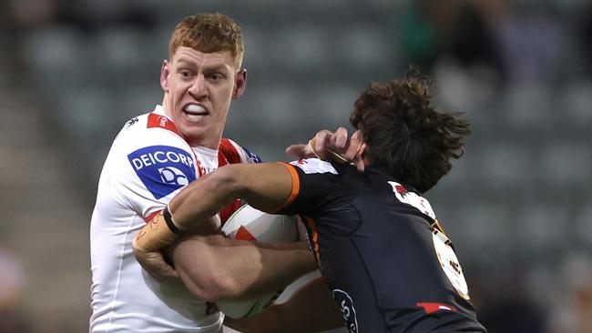 Dan Russell of the Dragons was denied a try. (Photo by Jeremy Ng/Getty Images)