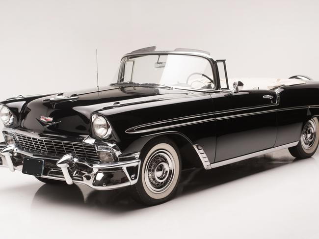 A 1956 Chevrolet Black Belair Convertible. Picture: Getty